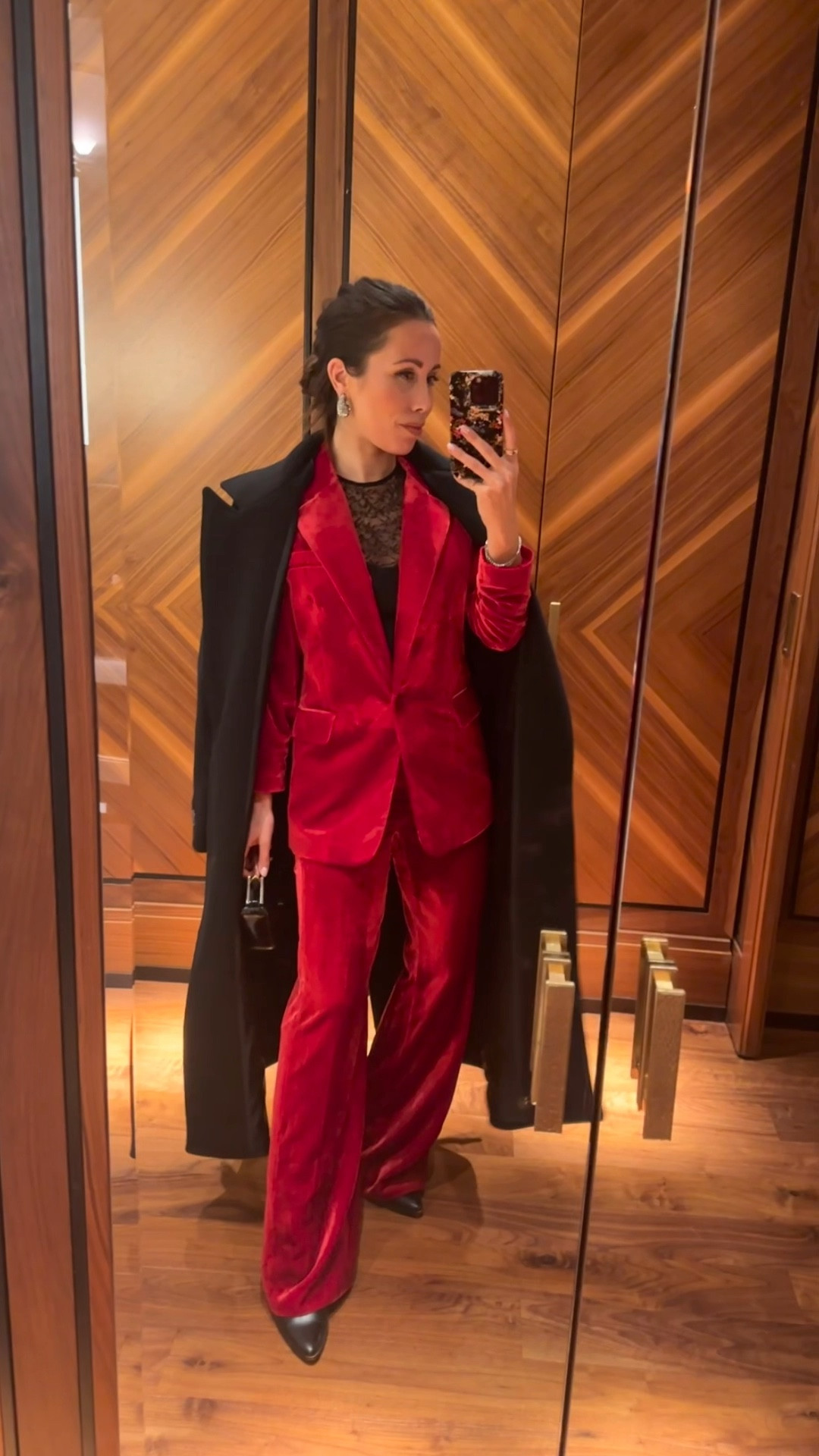 Red velvet suit for the win! Been so excited to wear this and what’s funny is the event we went to was a surprise to me, and it was definitely not necessary to be so dressed up 😆 Will have to wear for another special moment ❤️ 

Suit: Mango
Earrings: Stradivarius
Coat, top, shoes & bag: Zara 

#LTKHoliday #LTKParties