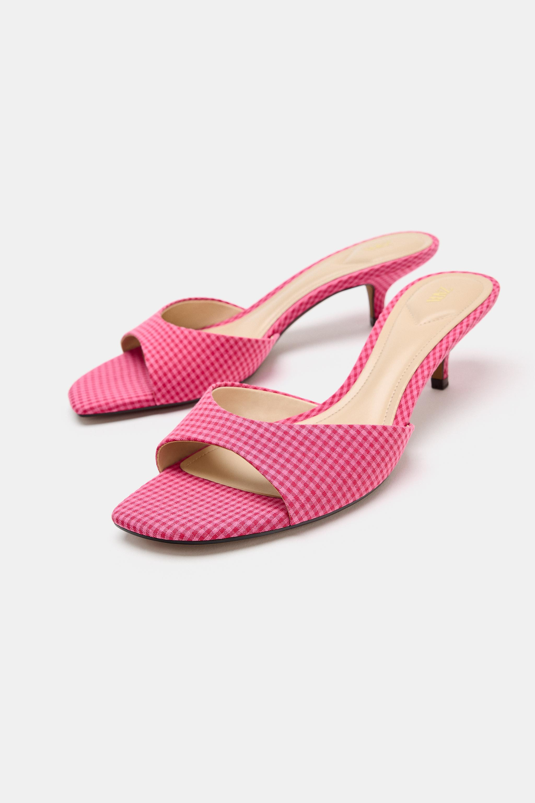 GINGHAM PRINT SANDALS | Zara US