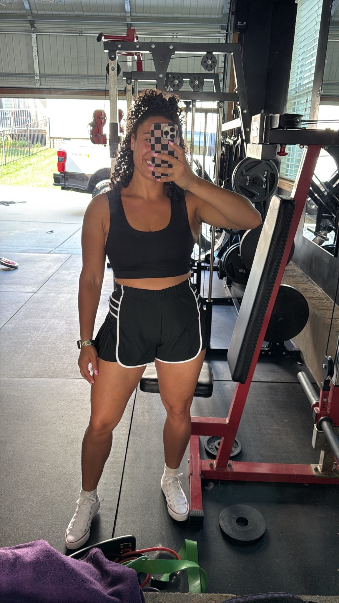 Walmart sports bra size medium and amazon shorts with built in biker shorts size medium 

#LTKSaleAlert #LTKHome #LTKActive