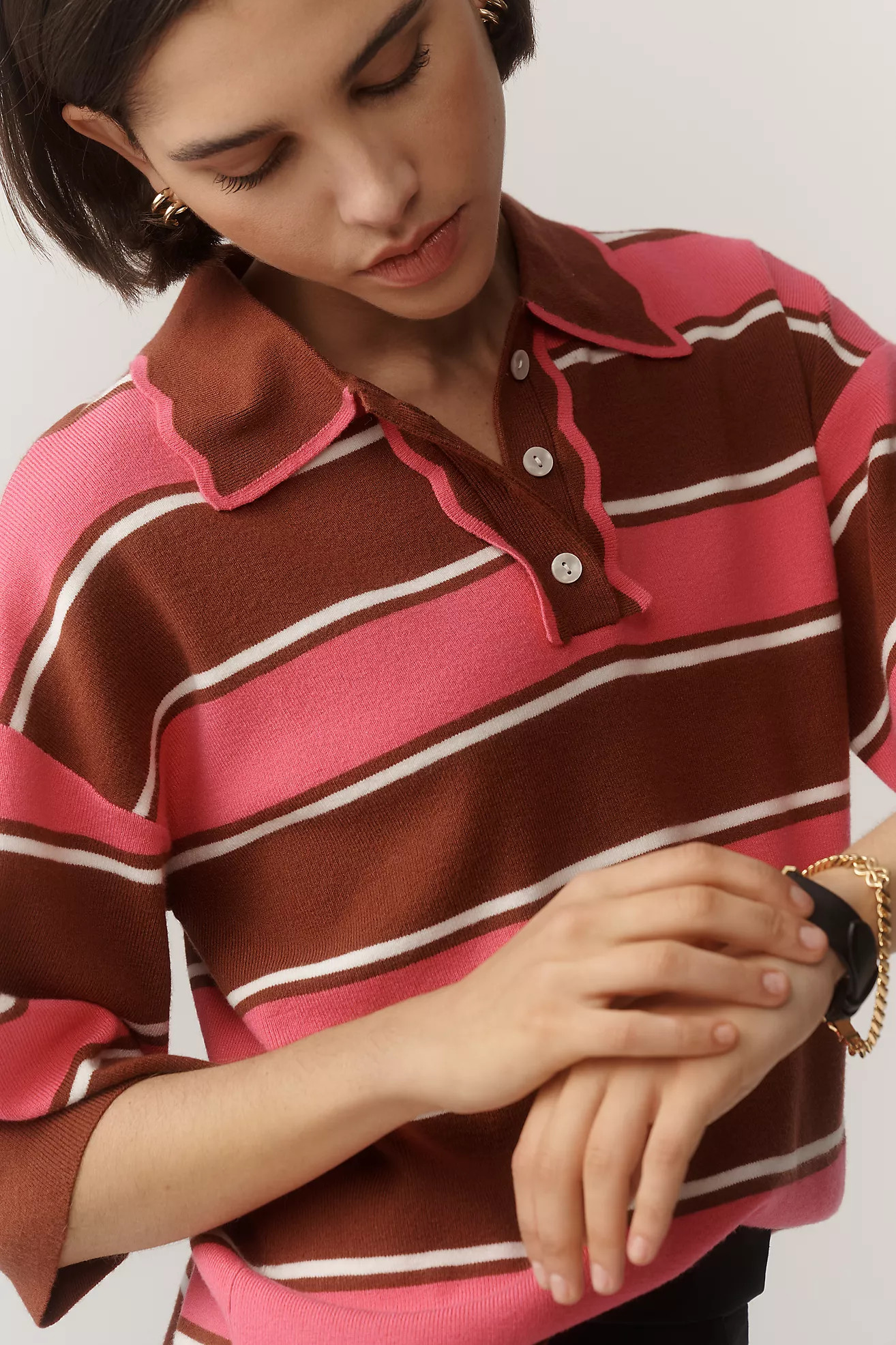 Maeve Boxy Scalloped Polo Shirt | Anthropologie (US)