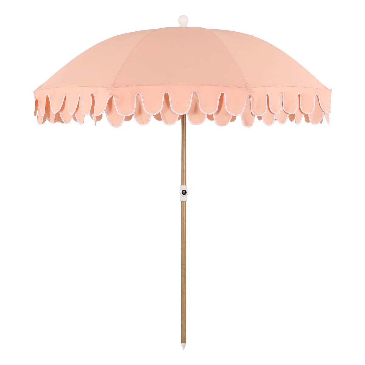 Horizon 6.5 ft. Classic MidCentury Scalloped Fringe Market Beach Umbrella with Push-Button Tilt, ... | Wayfair North America
