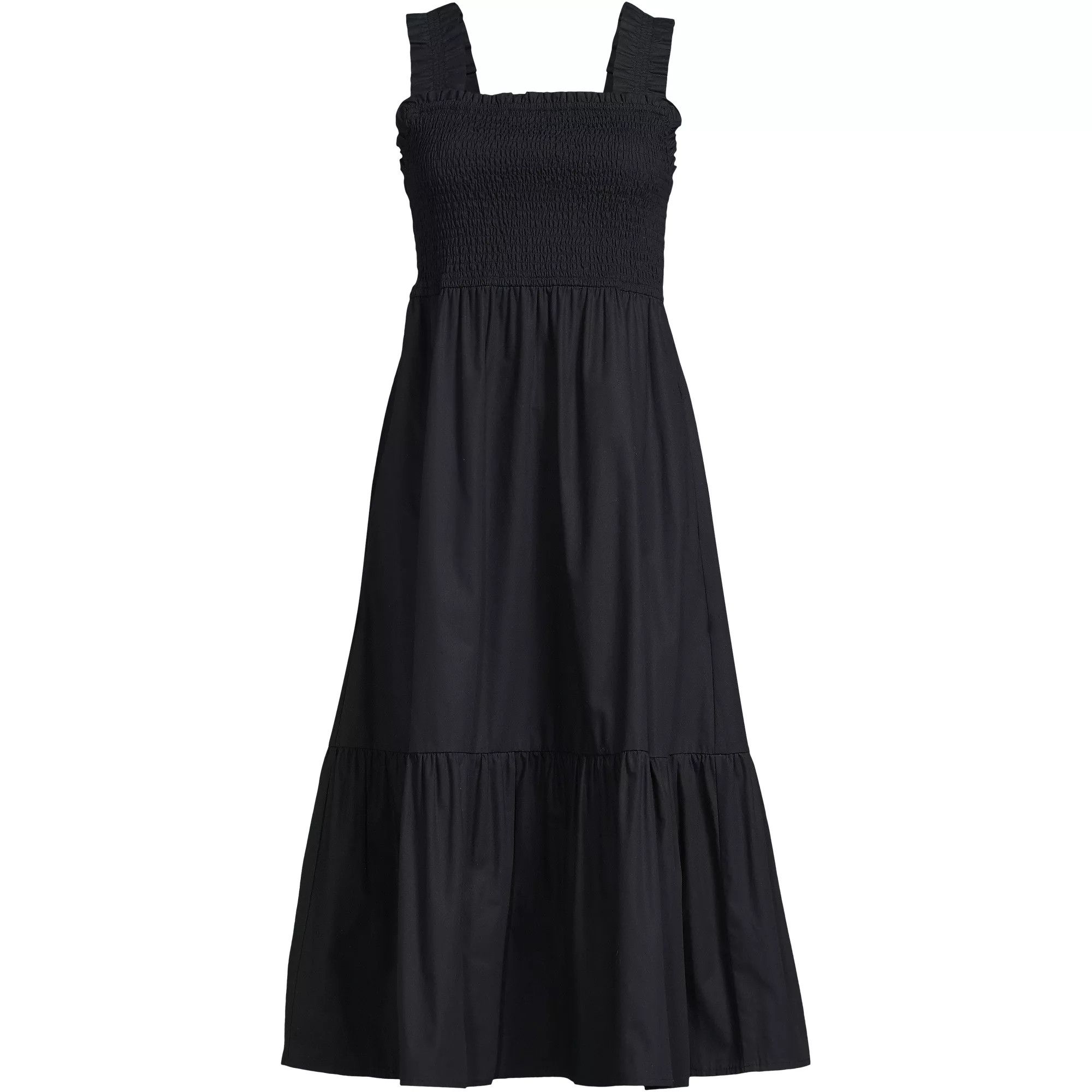 Women's Cotton Poplin Ruffle Smocked Dress | Lands' End (US)