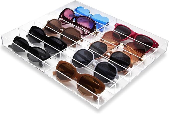 Sunglasses Tray,Acrylic Sunglasses Storage Organizer,Clear Eyeglasses Display Organizer,10 Slot C... | Amazon (US)