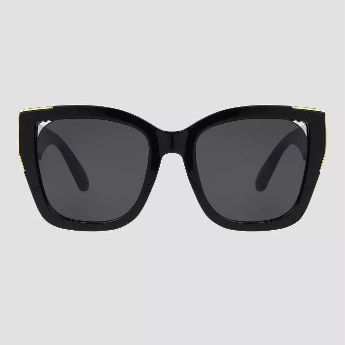Women's Oversized Square Sunglasses with Gold Accents - A New Day™ Black | Target