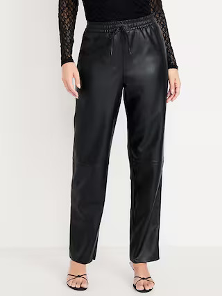 High-Waisted Billie Faux-Leather Ankle Trouser | Old Navy (US)