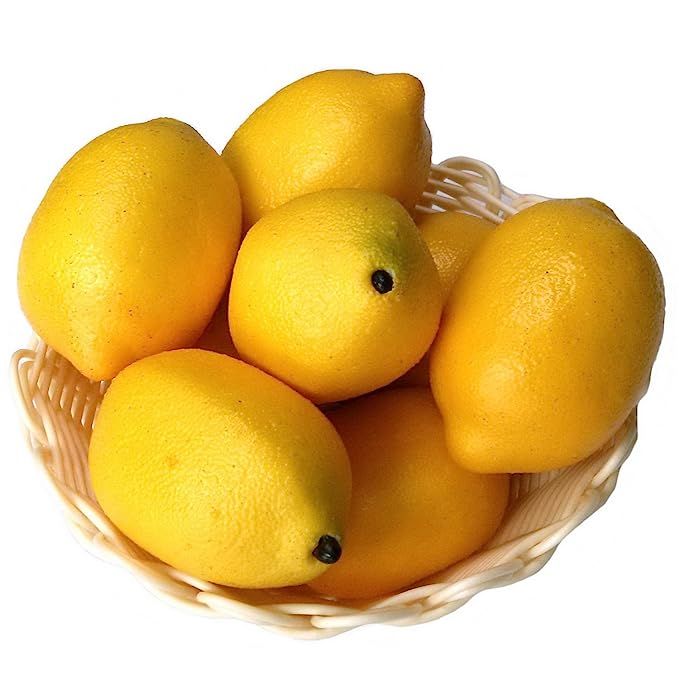 Gresorth 8pcs Artificial Lifelike Simulation Yellow Lemon Fake Fruit Home Kitchen Cabinet Decor Mode | Amazon (US)