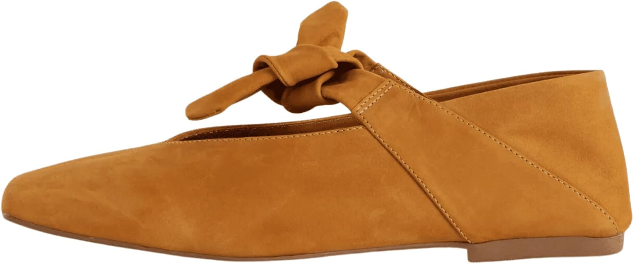 Yishaweiqi Bow Knot Ballet Flats Shoes for Women Bowtie Strap Ballerina Shoes Slip-on Square Toe ... | Amazon (US)