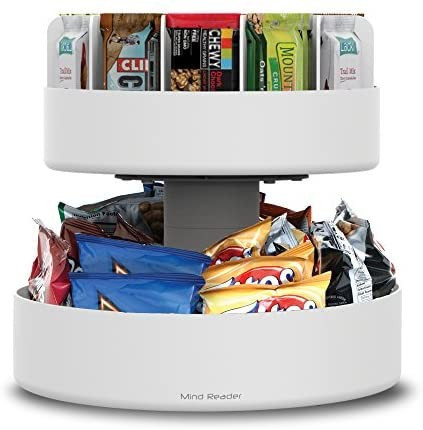 Mind Reader 2 Tier Lazy Susan Granola Bar and Snack Organizer,Home, Office, Breakroom, White | Amazon (US)