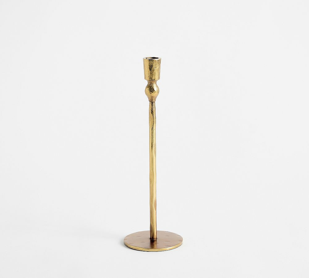 Poconos Hammered Taper Candle Holders: Brass: Medium | Pottery Barn (US)