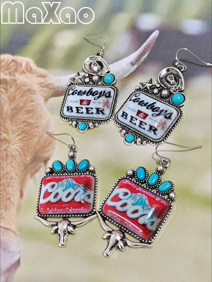 Women's European And American Vintage Bohemian Style Earrings, Spray Painting Craft, Suitable For... | SHEIN
