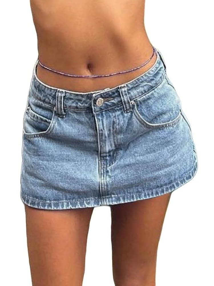 Skirts for Women Mid/Low Rised Sexy Mini Dress 2025 Trendy Fall Y2k Clothes Denim Skirt | Amazon (US)