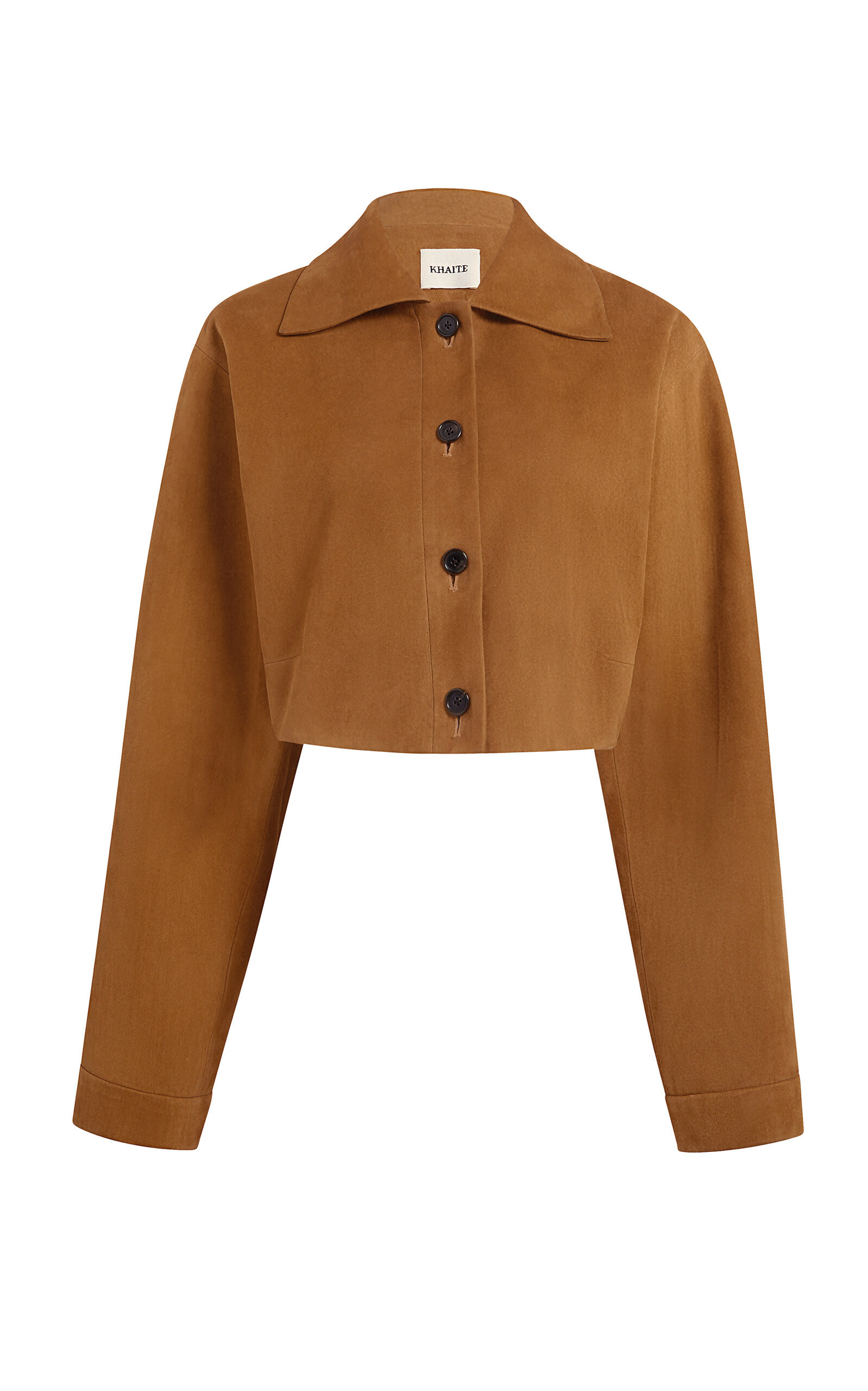 Khaite - Sue Cropped Suede Jacket - Brown - US 6 - Moda Operandi | Moda Operandi (Global)