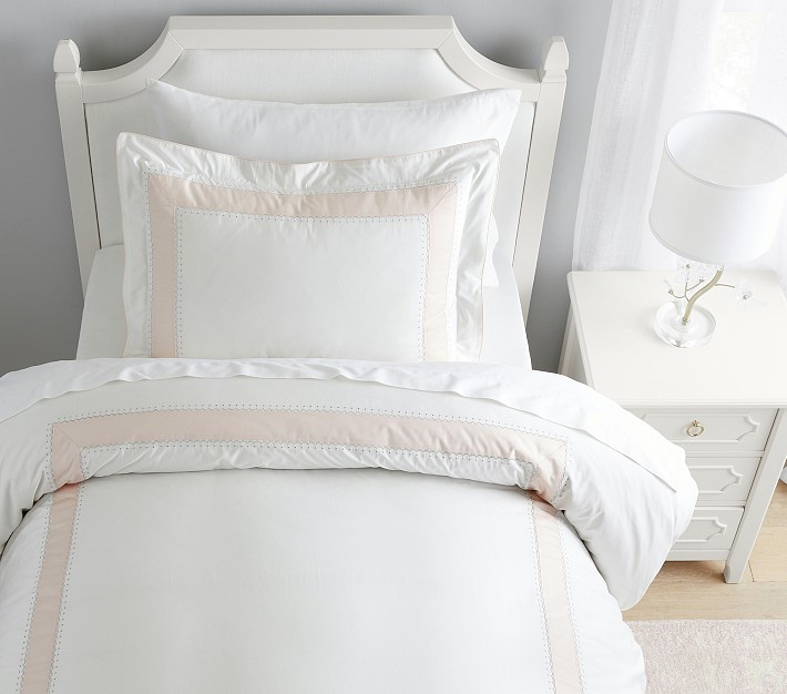 Monique Lhuillier Ethereal Pieced Sateen Duvet Cover & Shams | Pottery Barn Kids