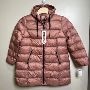 32 Degrees Heat Women's Puffer Jacket XXL Pink Full Zip Hooded Lightweight | Poshmark