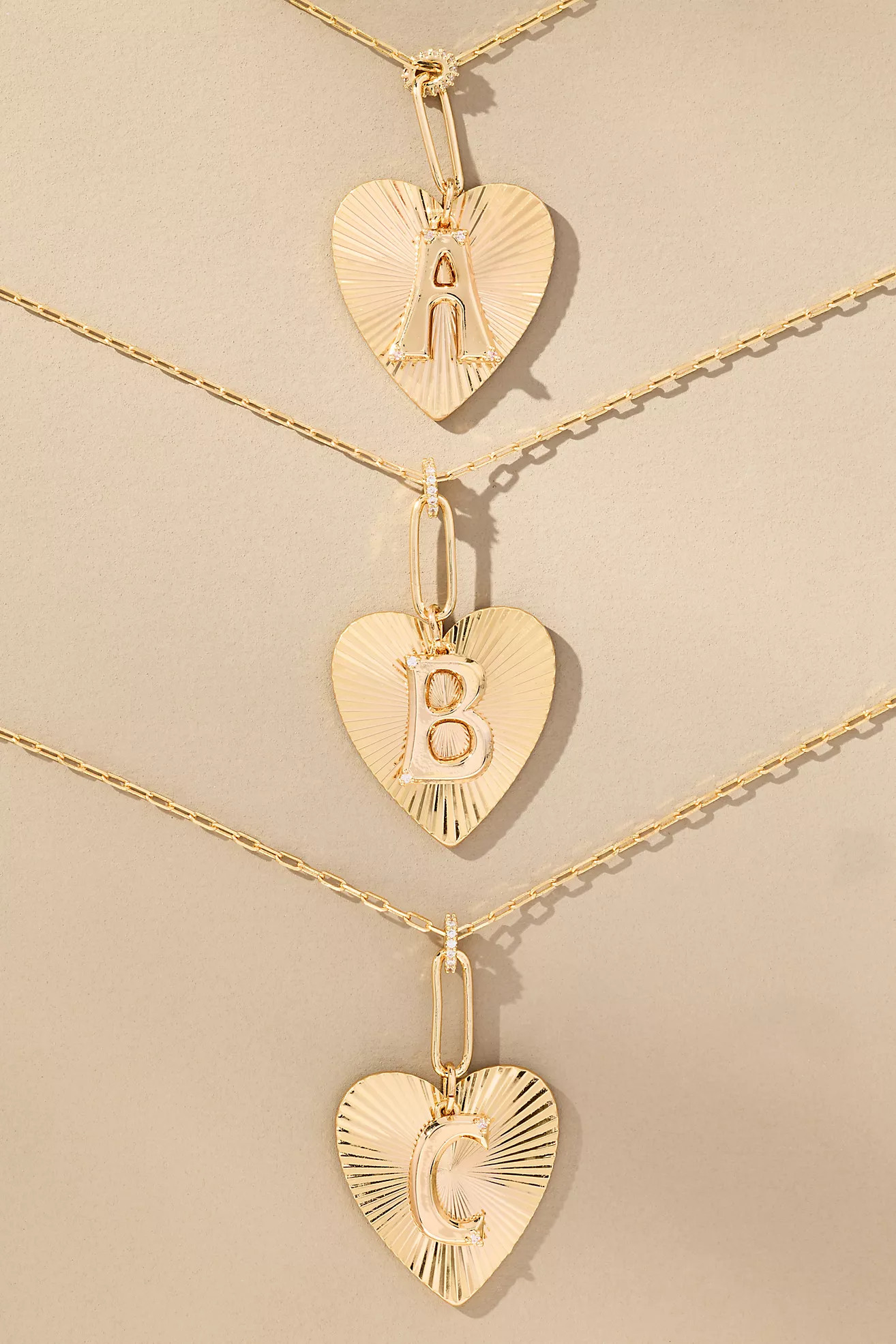 Fluted Heart Pendant Monogram Necklace | Anthropologie (US)