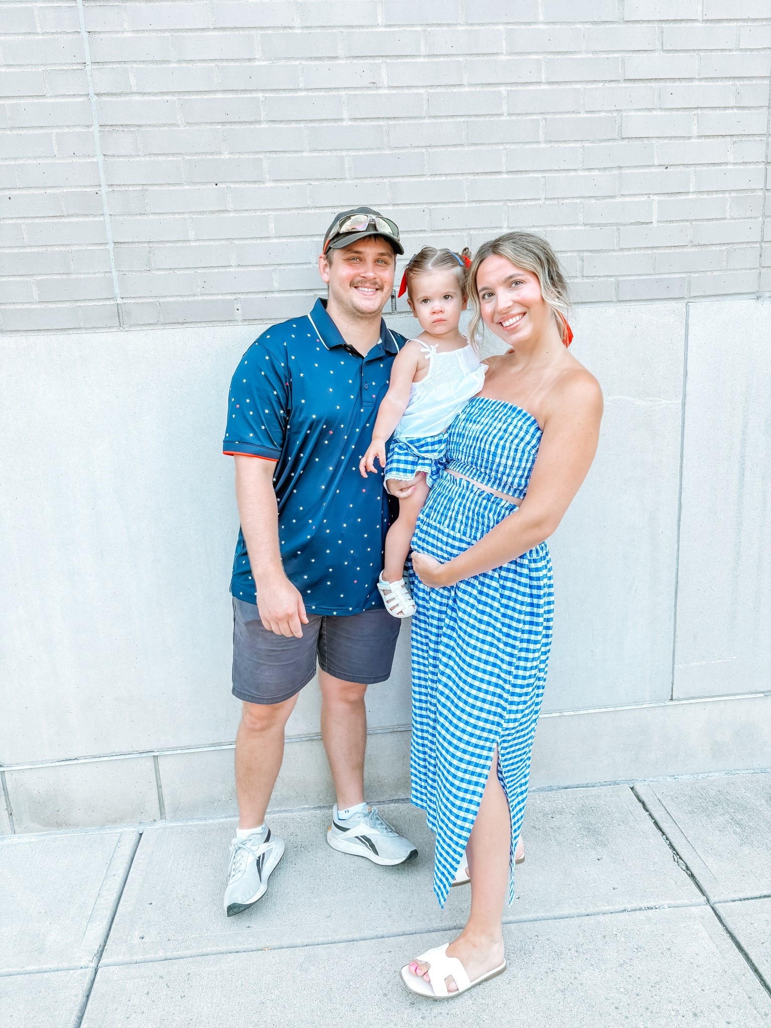Two piece blue gingham set! Wearing a size Medium which is my true size. Skirt stretches a lot to fit the bump! Perfect for Fourth of July or a country concert.

Toddler girl has matching skirt in size 2T!

#LTKStyleTip #LTKFindsUnder50 #LTKFindsUnder100