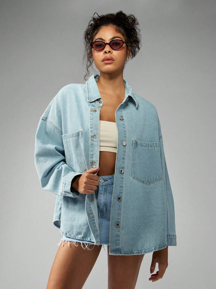 Oversized Denim Shirt | SHEIN