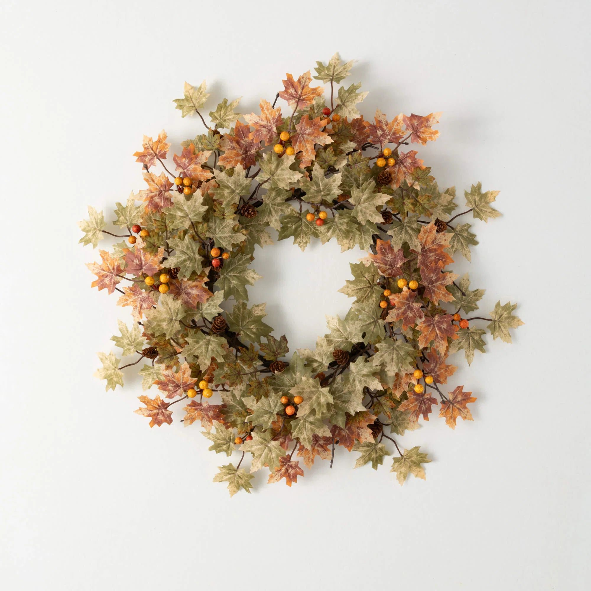 Primrue 20.5" Artificial Mini Maple Leaf Fall Wreath, Green | Wayfair | Wayfair North America