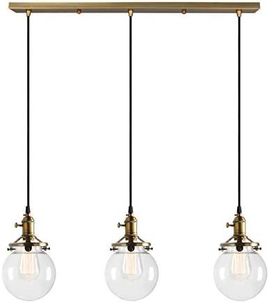 PERMO Vintage Rustic Industrial 3-Lights Kitchen Island Chandelier Triple 3 Heads Pendant Hanging... | Amazon (US)