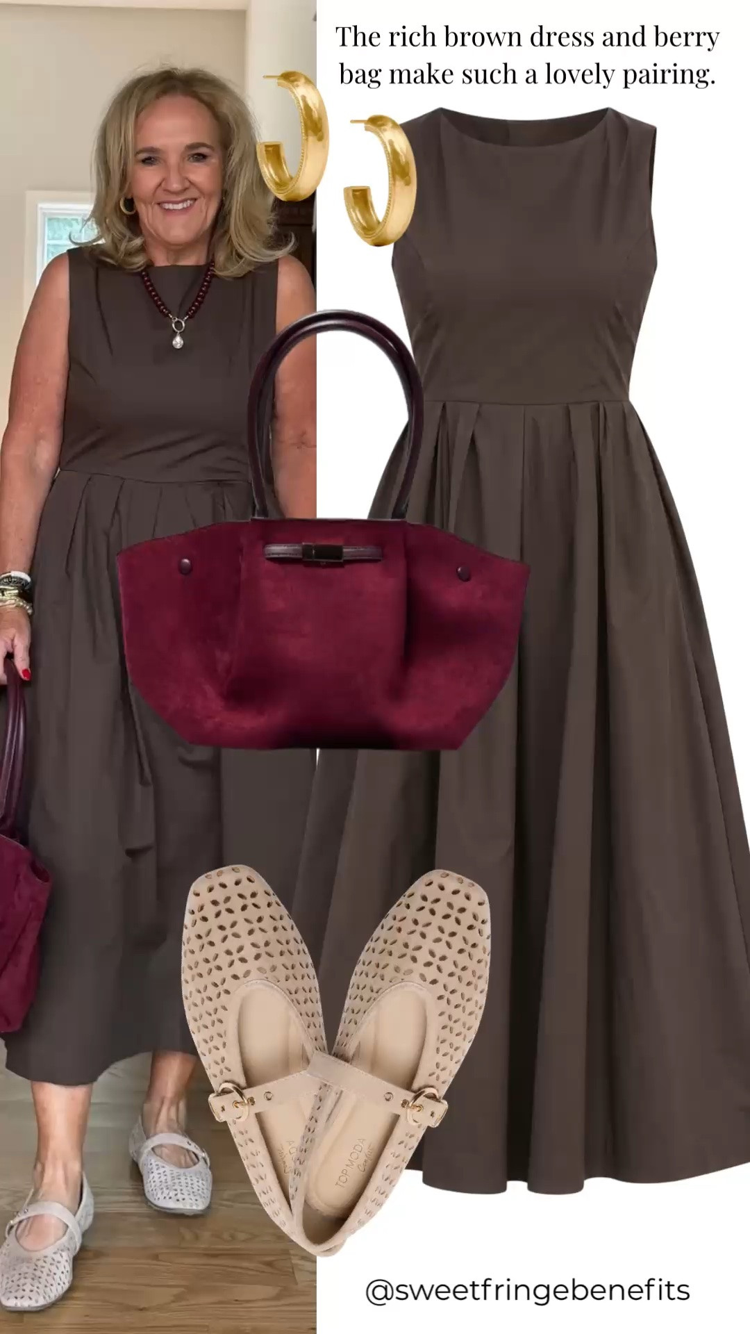 Use code NANETTE15 and get 15% off your 1st order at Avara

I really like this chocolate brown dress with the berry bag. I’m wearing a medium, and the little leopard-print flats add just enough contrast to keep all that brown from feeling too serious.

#LTKootd #LTKOver40 #LTKPetite