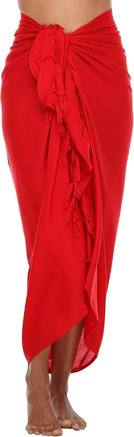 SHU-SHI Sarong Wraps for Women Swim Skirt Cover Up Bikini Cover Ups Long Beach Pareo with Coconut... | Amazon (US)