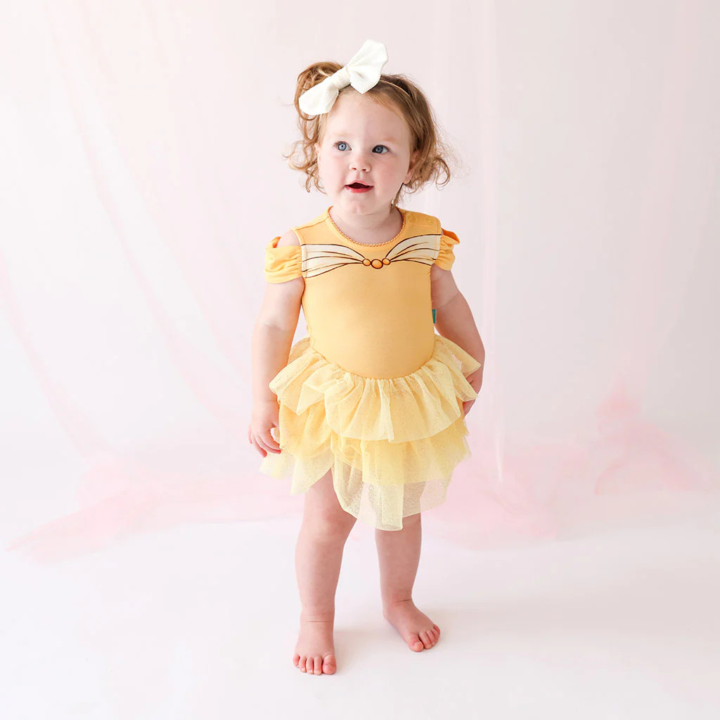 Disney Princess Yellow Girl Tulle Onesie | Belle | Posh Peanut