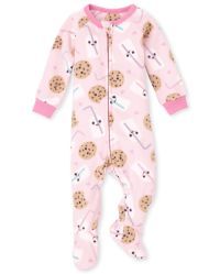 Baby And Toddler Girls Long Sleeve Milk And Cookies Fleece Footed One Piece Pajamas | The Childre... | The Children's Place