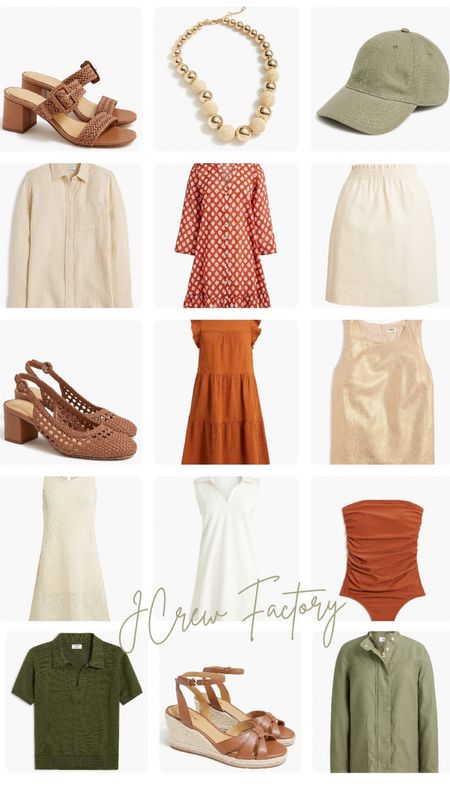 JCrew factory finds for autumns, hocautumn, true autumn, warm autumn, soft autumn, dark autumn, warm spring, color analysis, house of Colour autumn, linens, woven slingbacks, sage green hate, olive cap, gold straw ball necklace, classic style, coverup, beach, pool, vacation, resort, sidewalk skirt, ivory, orange, chestnut, polo active dress, long sleeve coverup, workwear, professional, classic ingenue, crochet dress coverup, dark olive, teacher style, look for less, budget, midsize, over 40

#LTKfindsunder50 #LTKworkwear #LTKmidsize