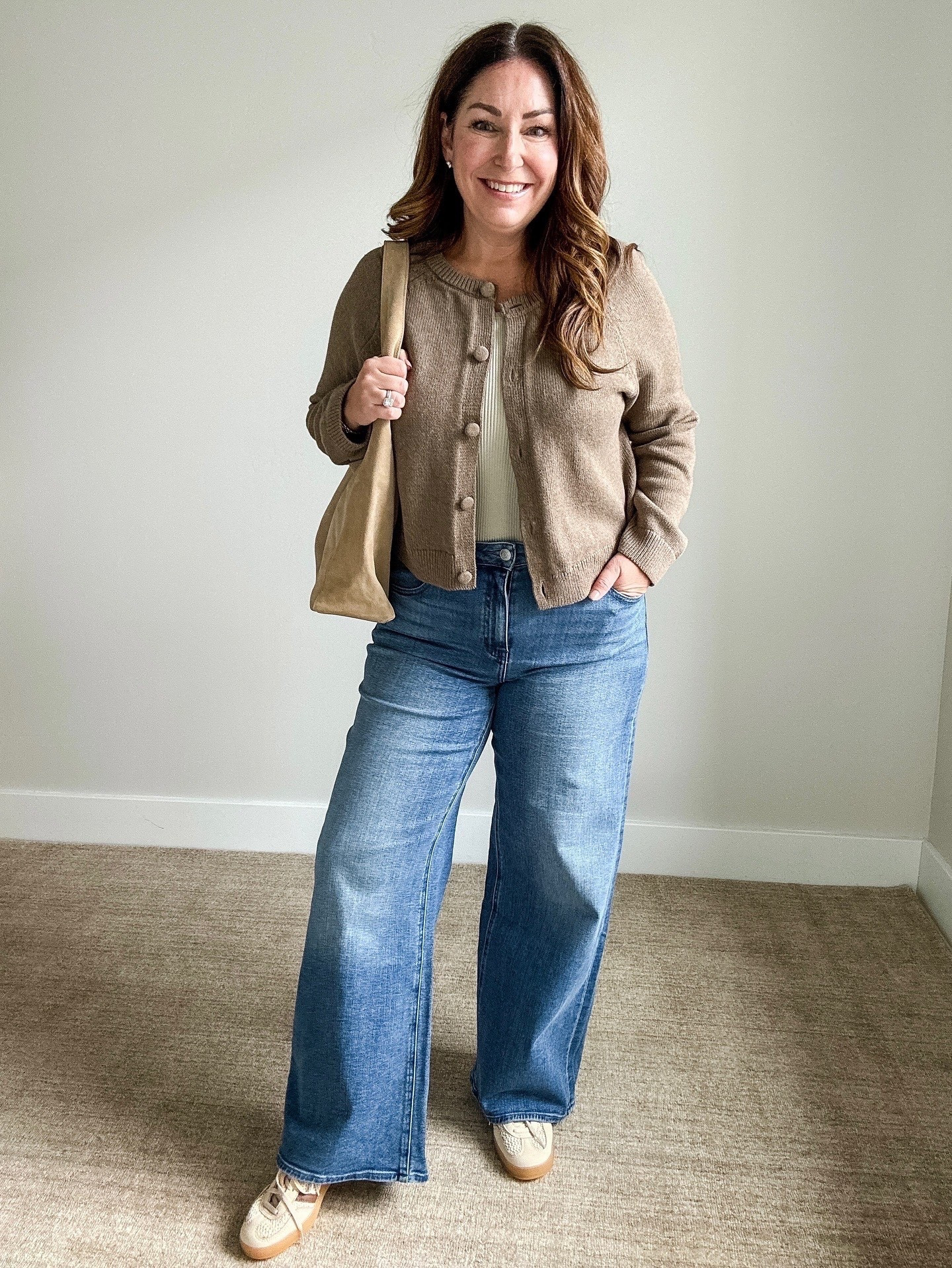 Fall outfit with new quince jeans that are only $50! Pair with some sneakers and fall cardigan for a casual work look. Sweater tts, L | Jeans, 32- 30" inseam | tank XL | shoes size down 1/2



#LTKOver40 #LTKMidsize #LTKSeasonal