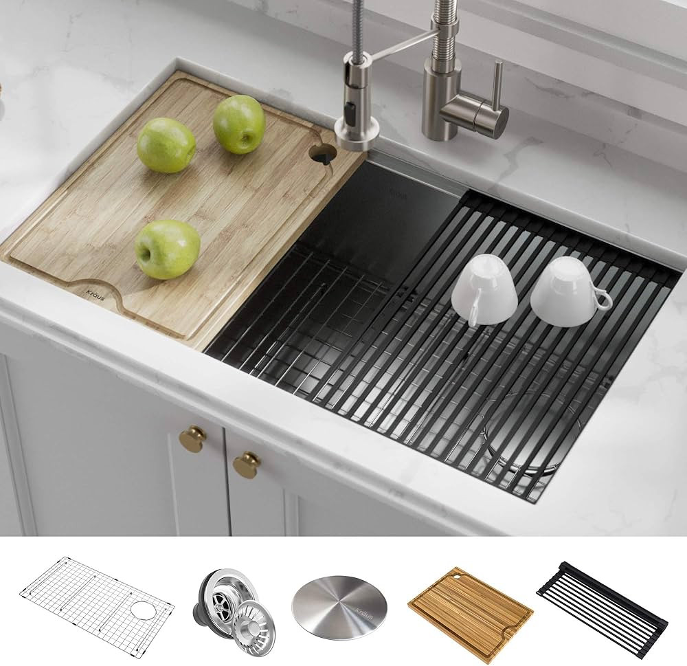 Kraus KWU110-32 Kore inch Undermount 16 Gauge Single Bowl Stainless Steel Kitchen Integrated Ledg... | Amazon (US)
