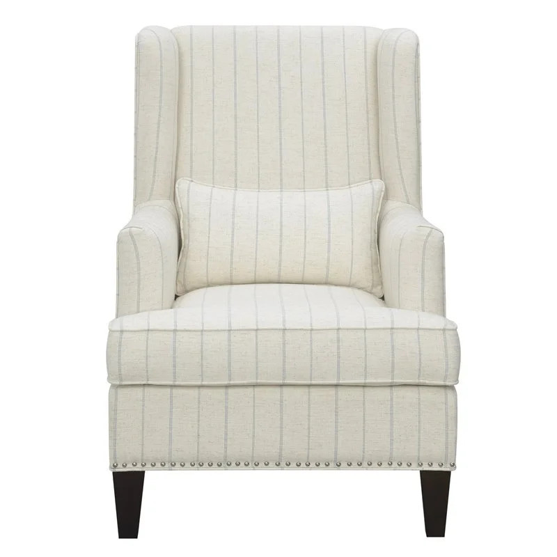 Harmon Beige and Blue Stripe Accent Chair with Pillows And Modern Wingback | Walmart (US)