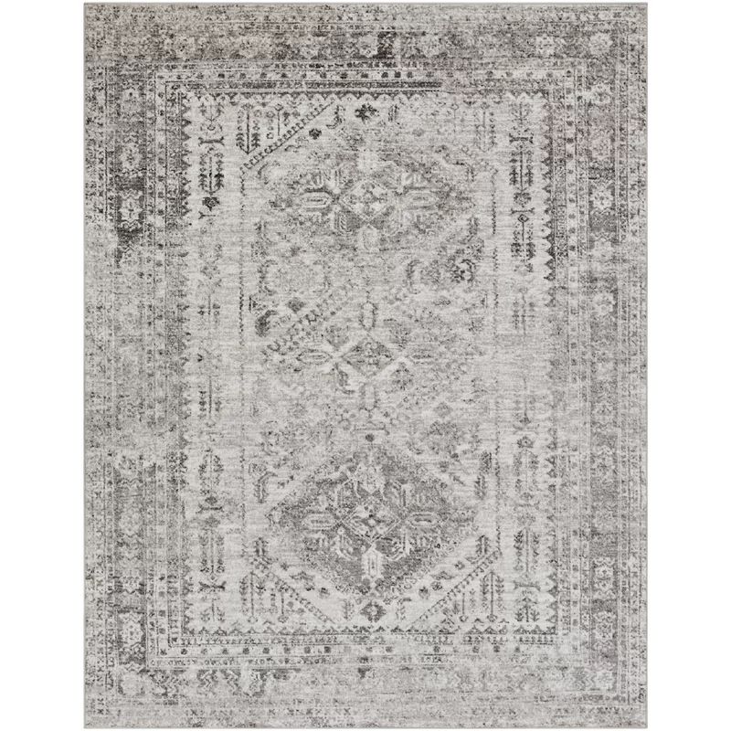 Fitz Oriental Area Rug in Light Gray/White/Charcoal | Wayfair North America