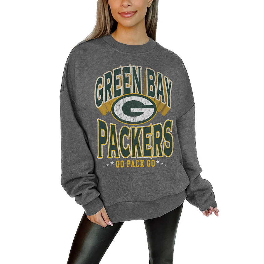 Green Bay Packers Gameday Couture Women's Long Weekend Premium Fleece Drop Shoulder Pullover Swea... | Fanatics