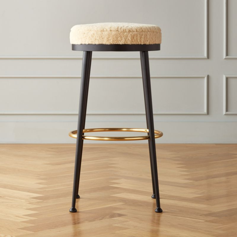 Atlas Shearling White Counter Stool + Reviews | CB2 | CB2