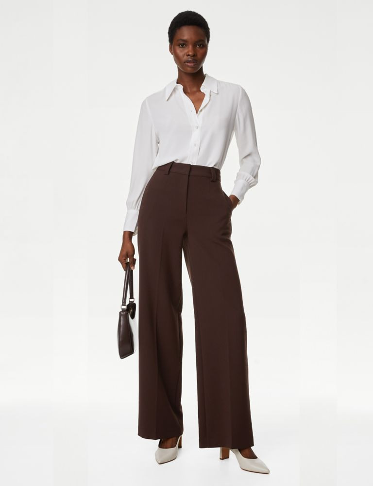 Crepe Tab Detail Wide Leg Trousers | Marks & Spencer (UK)