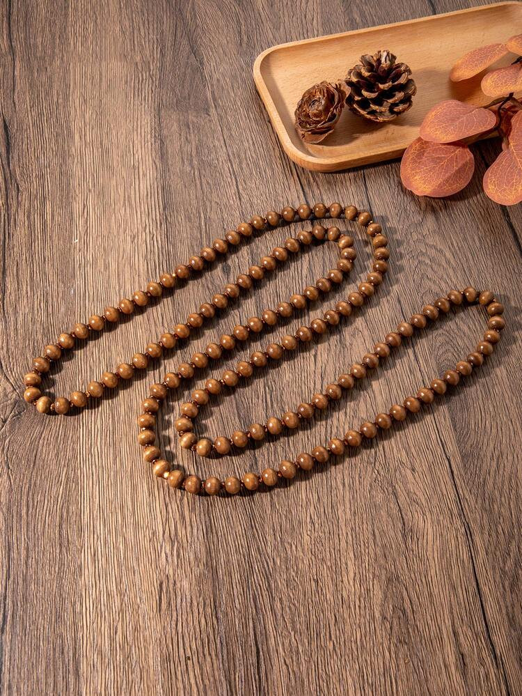 Wooden beads long necklace | SHEIN
