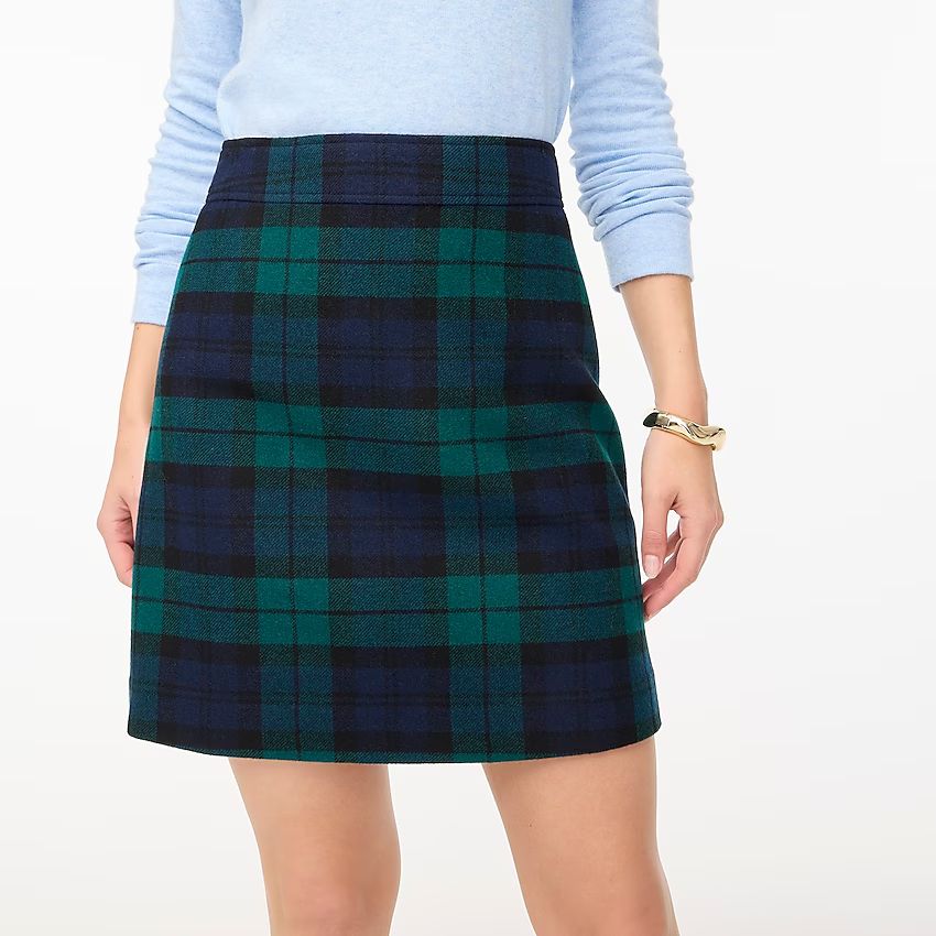 Wool-blend mini skirt in Blackwatch plaid | J.Crew Factory