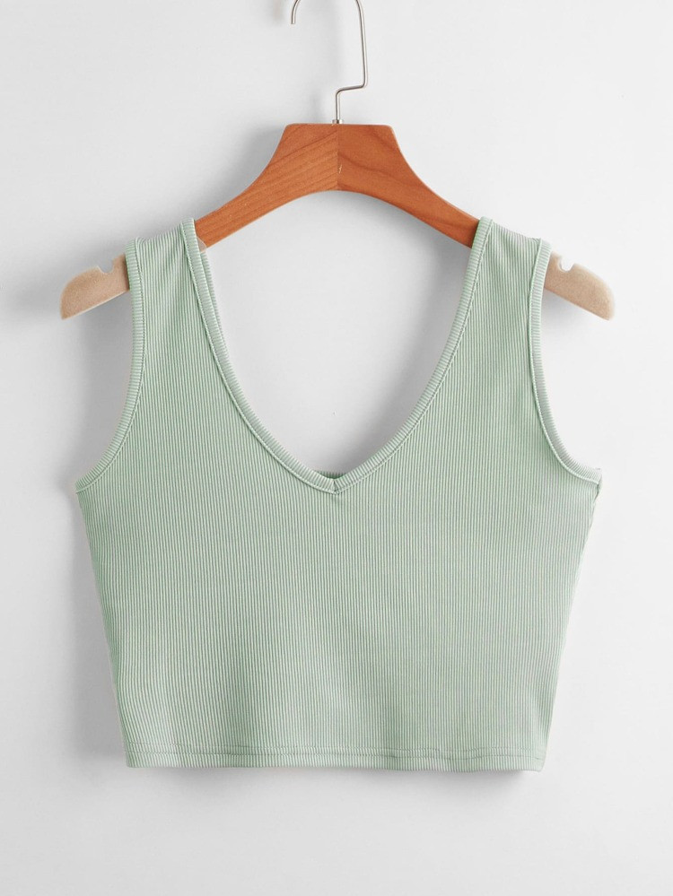 Ribbed Solid Tank Top | SHEIN