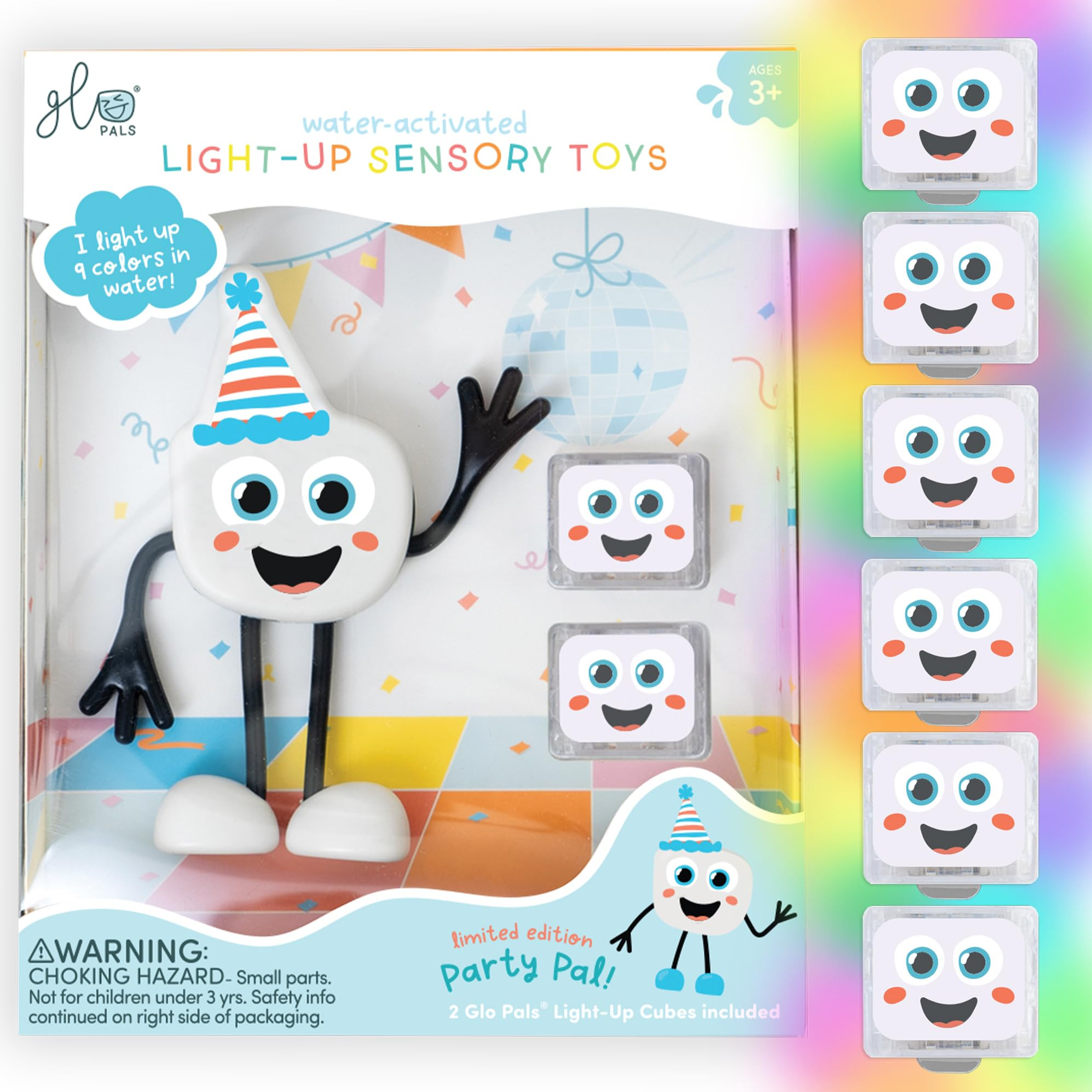 New Glo Pals Water-Activated Bath Toy with 6 Reusable Light-Up Cubes for Sensory Play (Party Pal) | Amazon (US)