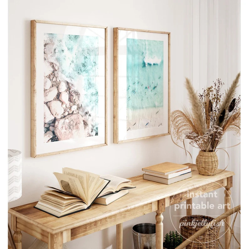 Aerial Beach Print, Digital Art, Coastal Printable Wall Art, Beach House, Coastal Wall Art, Ocean... | Etsy (US)