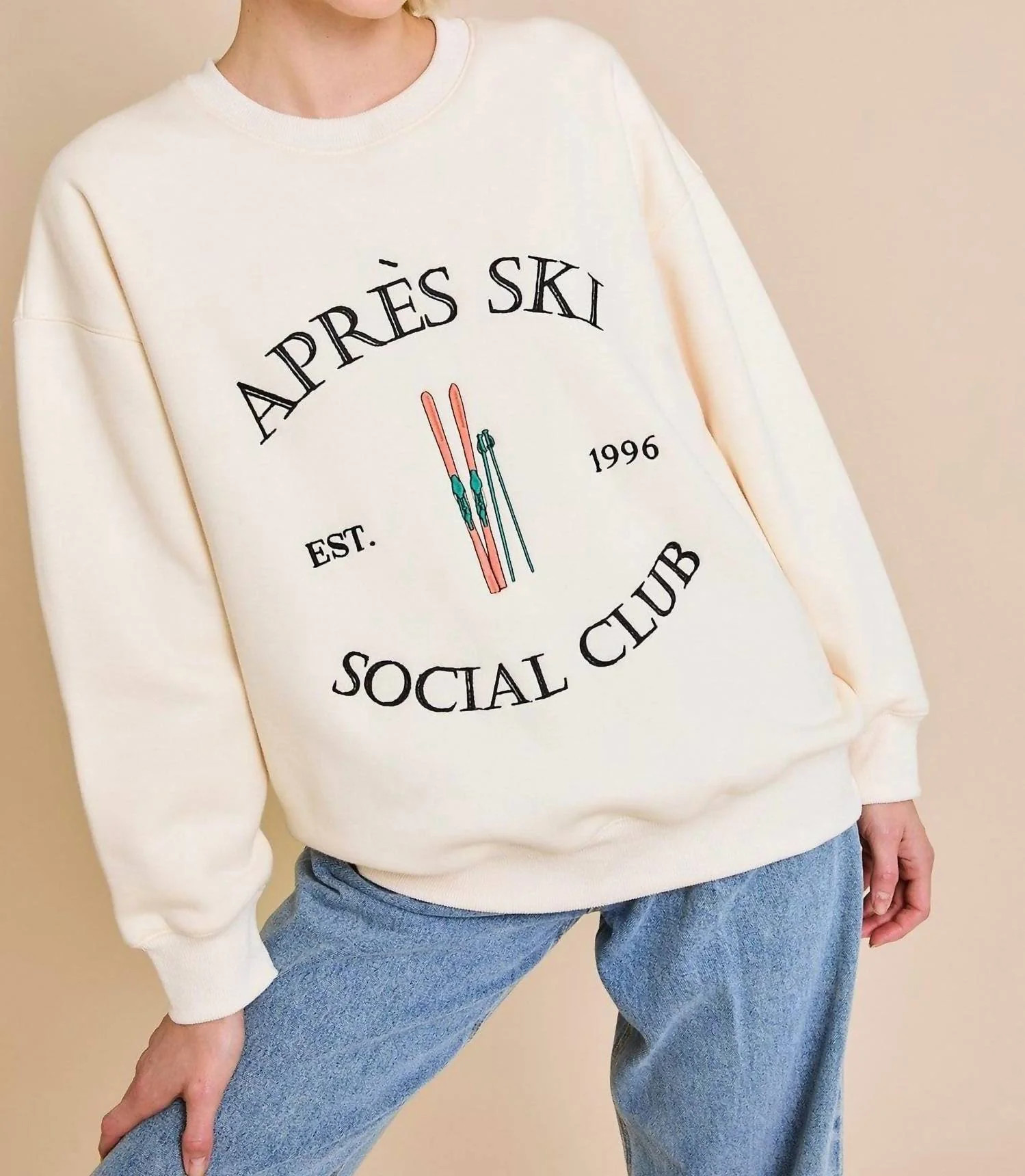 Apres Ski Crew Sweatshirt In Cream | Shop Simon