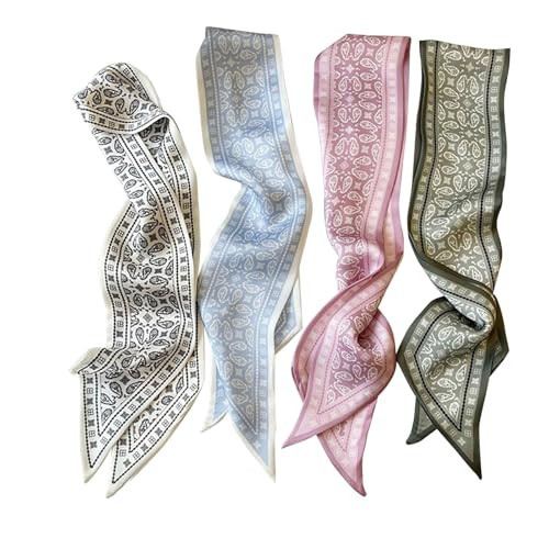 RFQMNO 4/40 Pcs Hair Scarf for Women, 35"x2.36" Lightweight Silk Headband, Purse & Bag Scarves Gift Collection | Amazon (US)