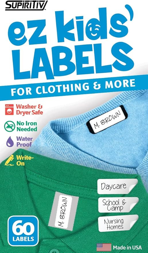 Ez Kids Clothing Labels Self-Stick No-Iron Write-On | Great for Children & Adults | Washer & Drye... | Amazon (US)