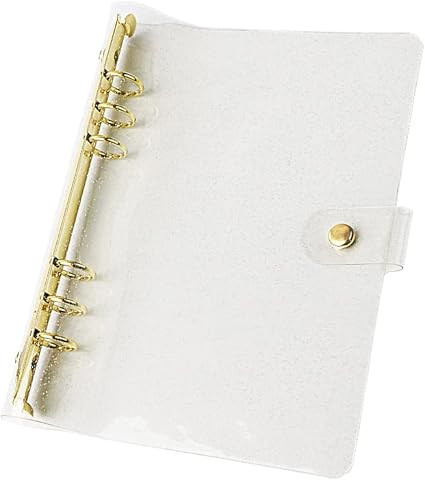 Gold A5 Binder Cover 6 Ring Clear Glitter Budget Binder with Snap Button Closure Loose Leaf Folde... | Amazon (US)