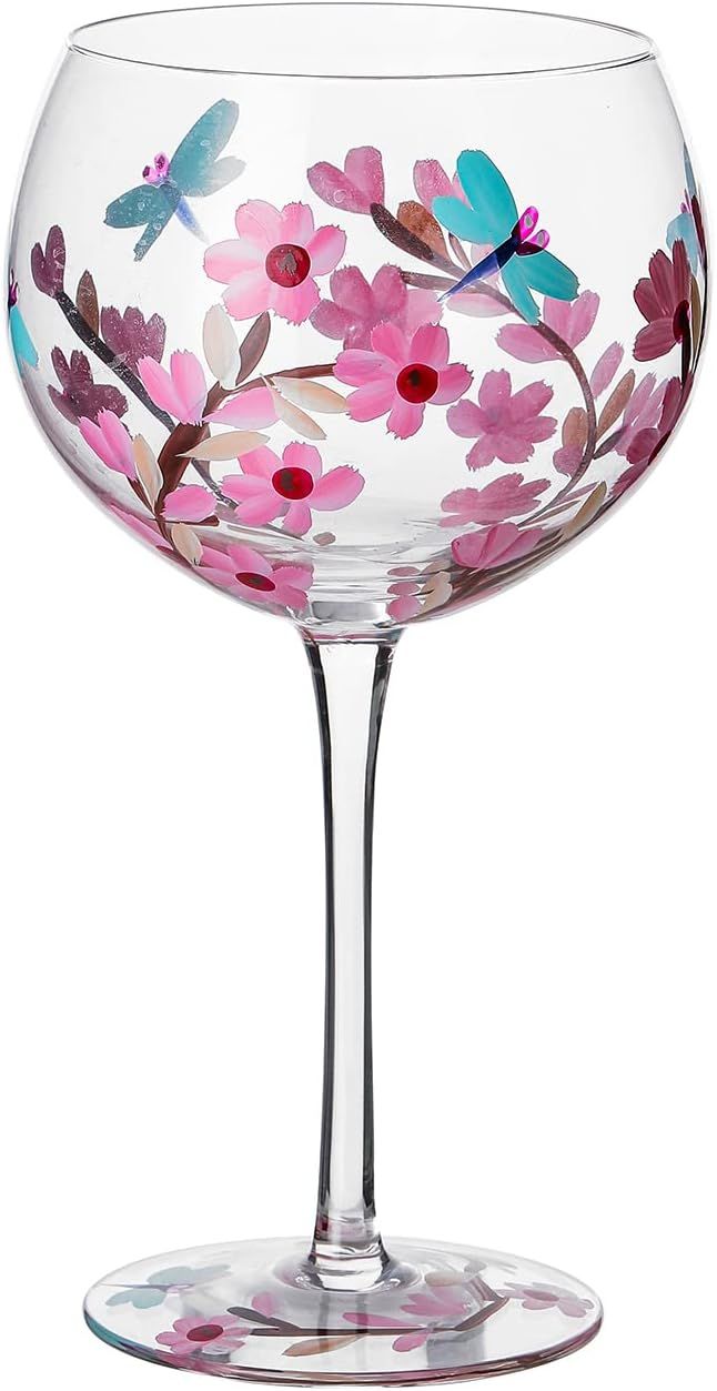 Hand painted Wine Glass 20.47 oz Red Pink Flower Christmas Stem Wine Glass for Parties, Date Nigh... | Amazon (US)