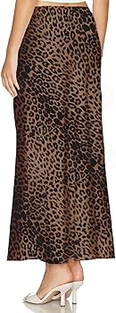 Womens Satin Silk Maxi Skirts Drawstring Flared Casual A-Line Leopard Print Long Skirt for Women | Amazon (US)