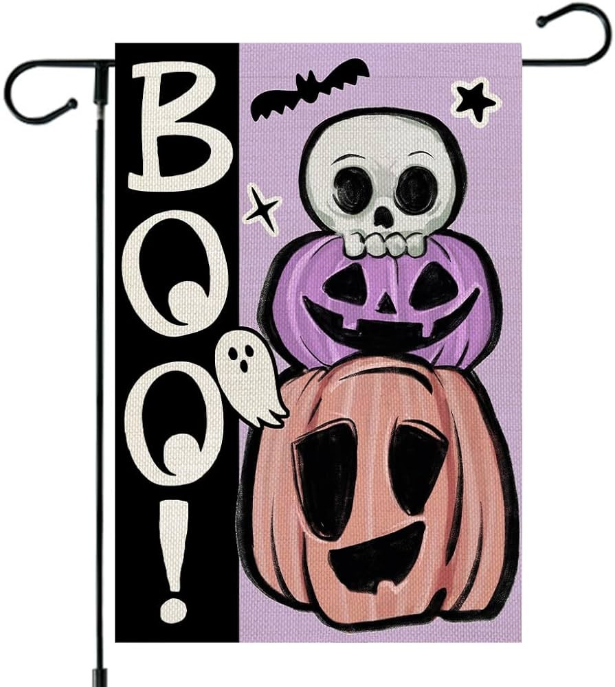 CROWNED BEAUTY Halloween Garden Flag 12x18 Inch Double Sided Small Burlap for Outside Pumpkins Sk... | Amazon (US)