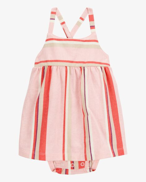 Baby Girl Striped Sleeveless Sunsuit - Pink | Carter's Inc