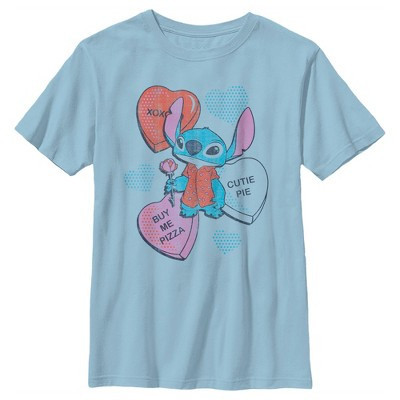 Boy's Lilo & Stitch Valentine's Day Candy Hearts  T-Shirt - Light Blue - Large | Target