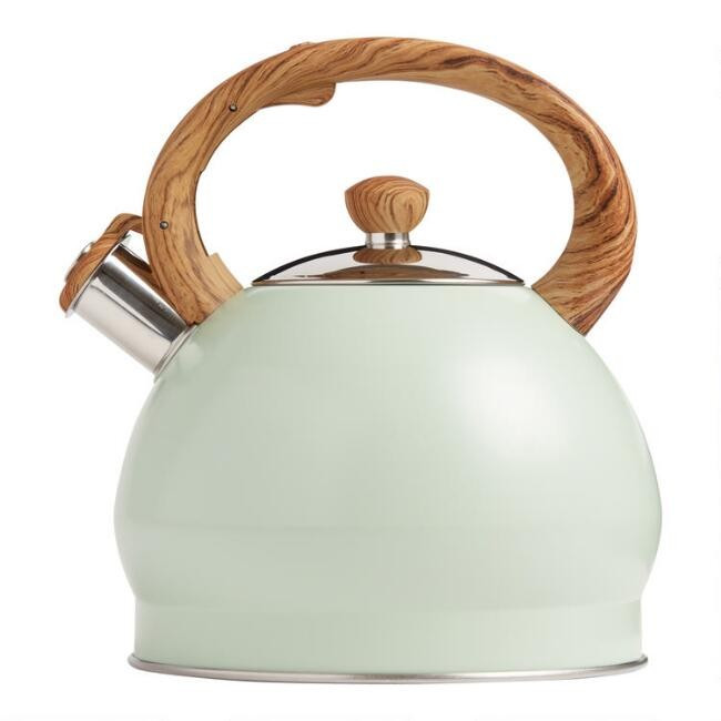 Sage Stainless Steel and Woodgrain Tea Kettle | World Market